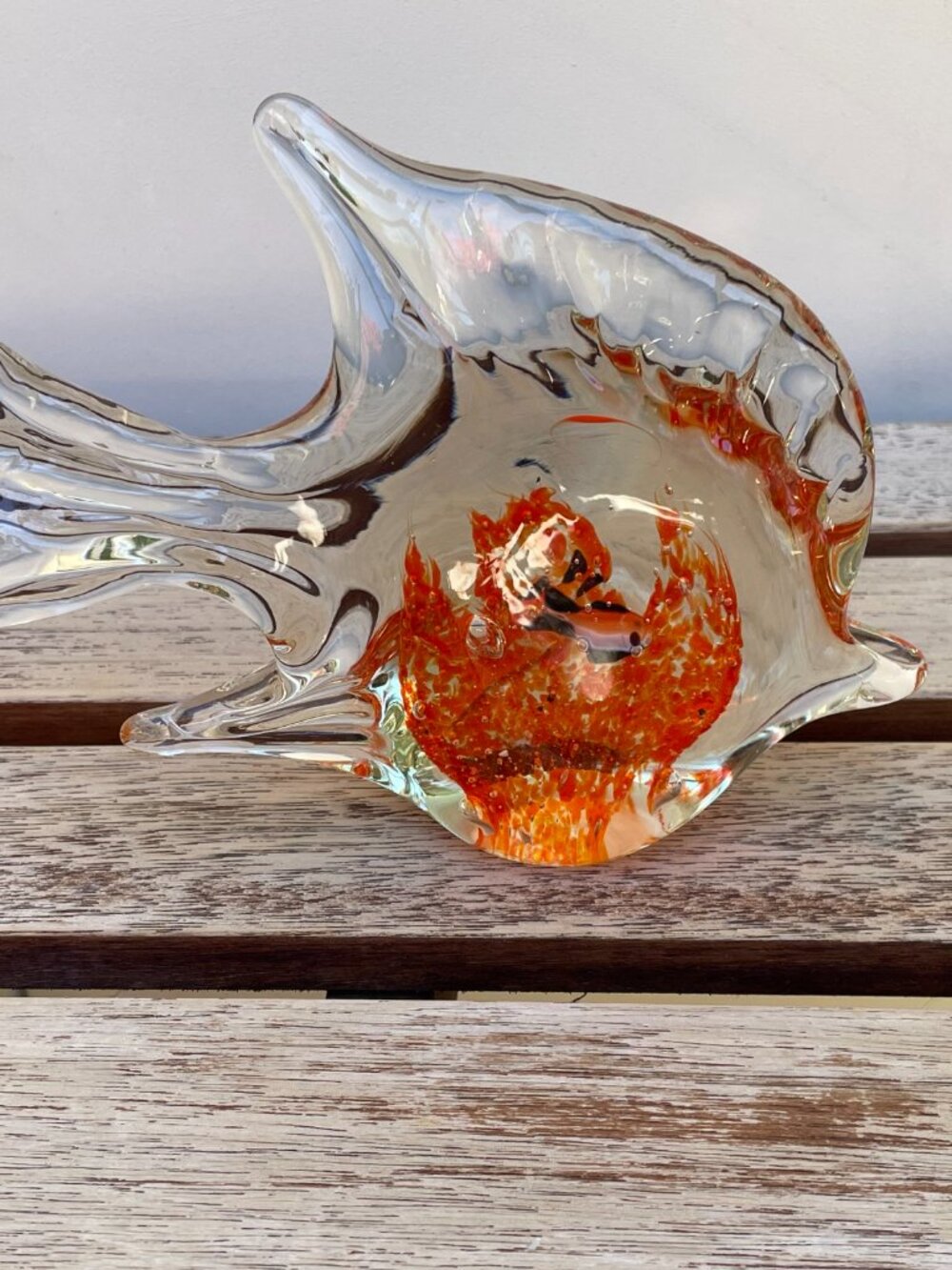Vintage Hand-Blown Art Glass Angelfish Figurine